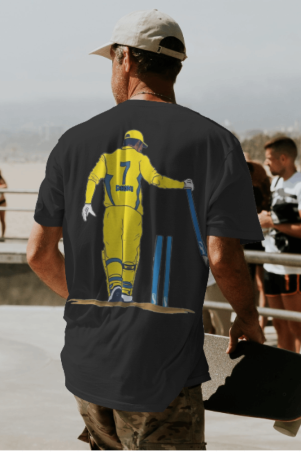 Dhoni one last time Oversized Unisex Tshirt - Image 2