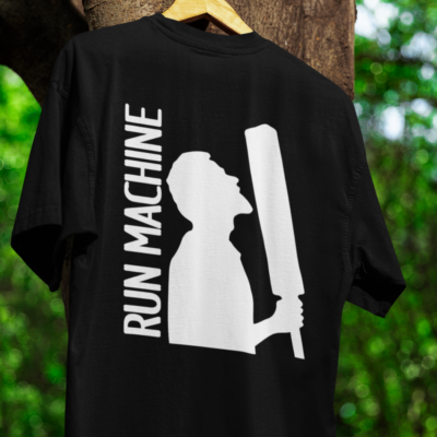 RUN MACHINE Unisex Cricket Themed Classic Crew T-Shirt