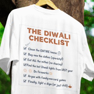 diwali checklist themed tshirt