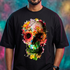 floral skull oversized tshirt