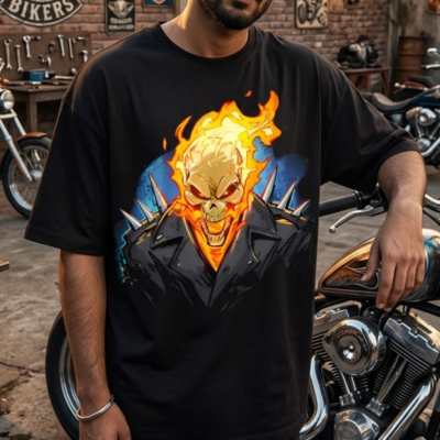 Ghost Rider Flame Skull – Biker Graphic Tee Ghost Rider Flame Skull – Biker Graphic Tee