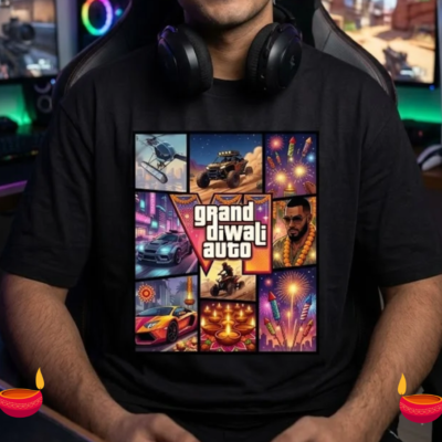 Grand Diwali Auto Oversized Gamer T-Shirt